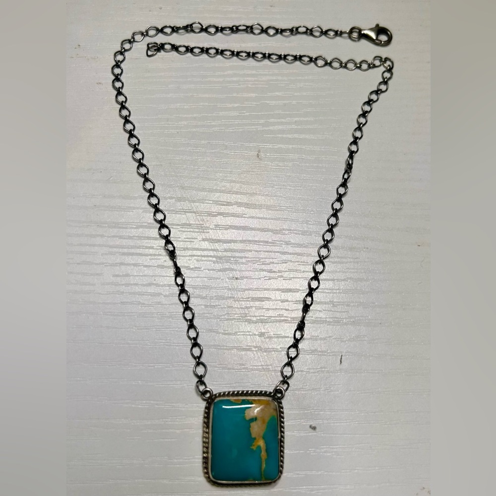 Genuine Turquoise Pendant Necklace